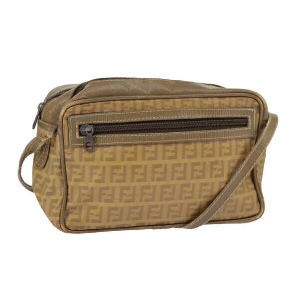 FENDI Zucchino Canvas Shoulder Bag Vintage Beige Auth ar12721 - Picture 1 of 15